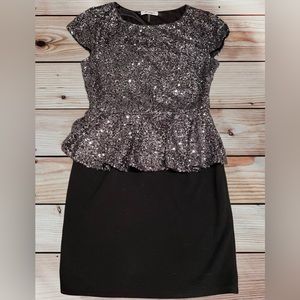 Xtaren black/silver sequin replum cocktail/party/formal/fitted dress